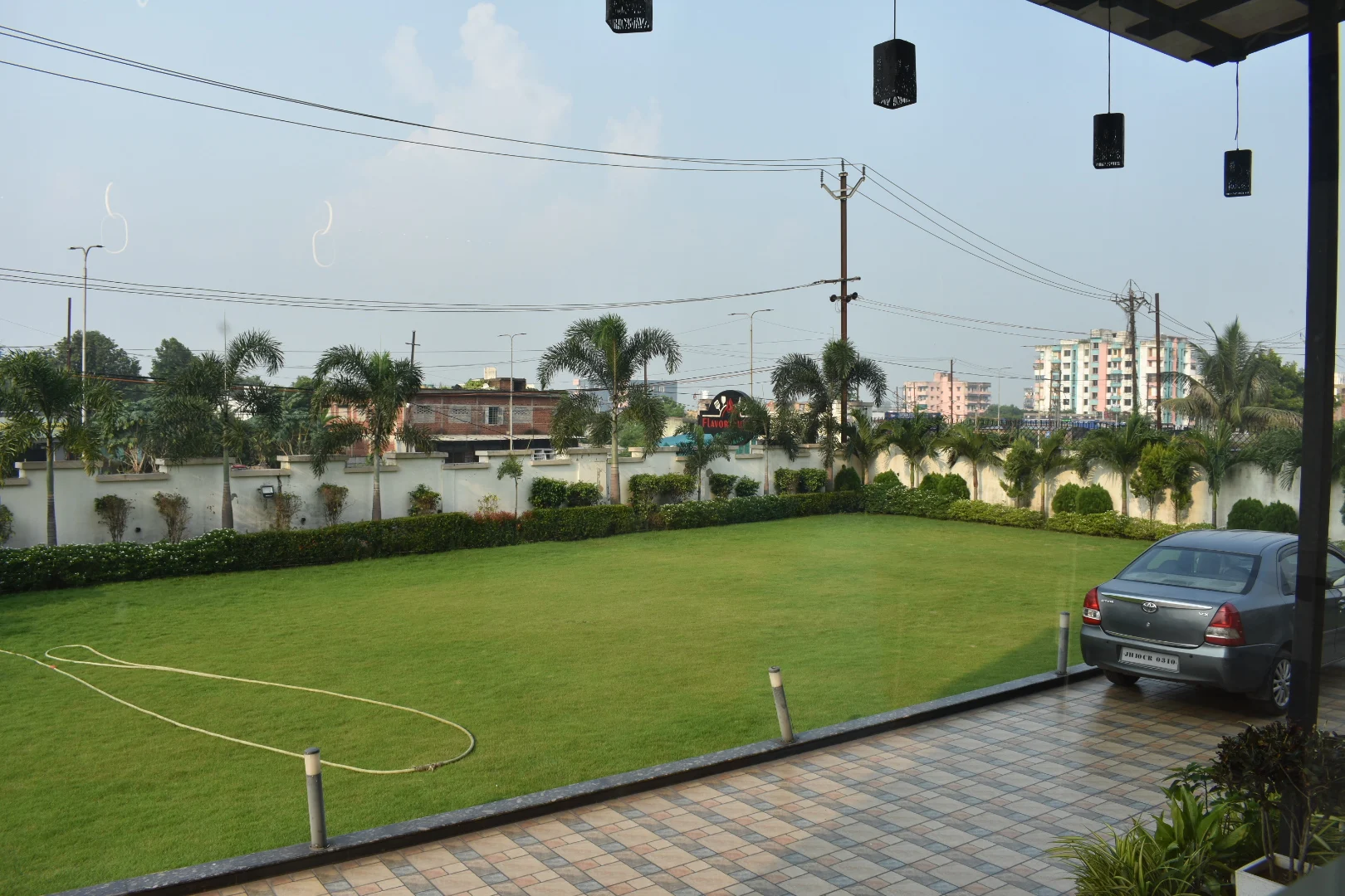 Oasis lawn viewed from the hotel terrace