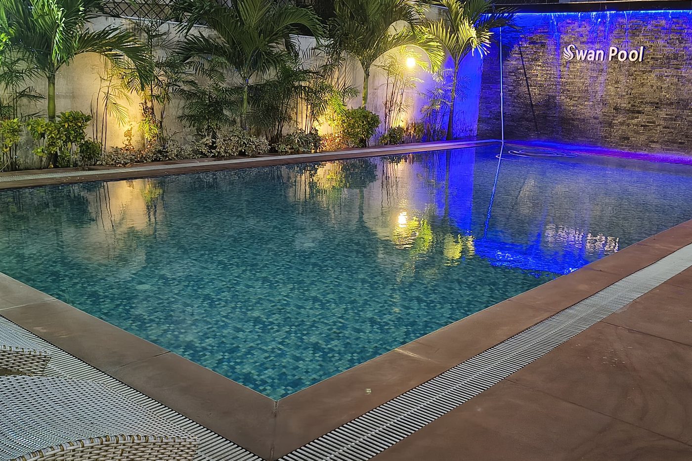 Swimming pool at night
