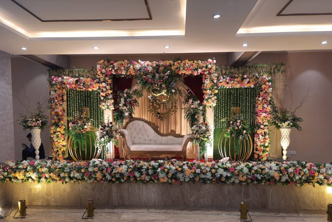 Decorated wedding stage